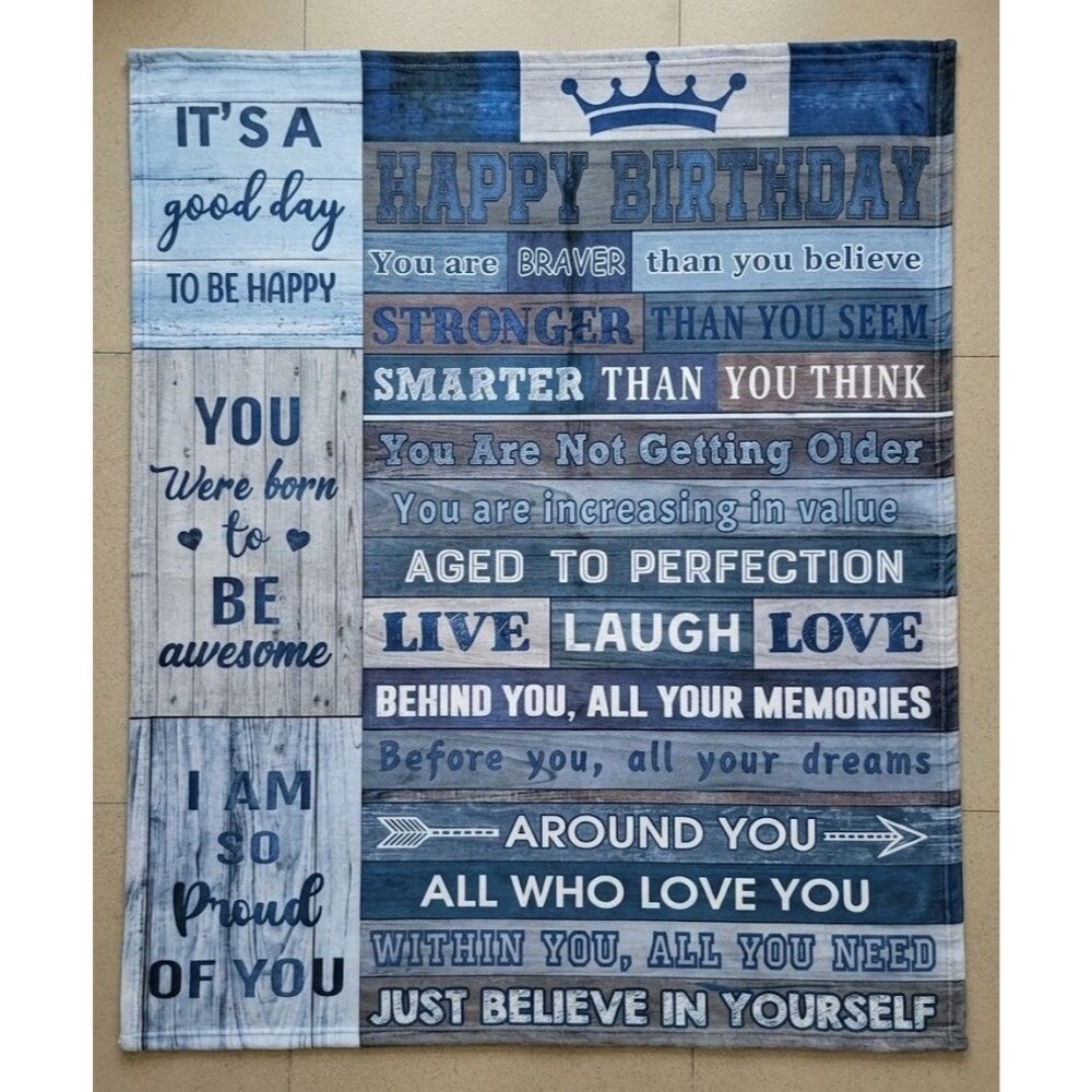 Happy Birthday Flannel Throw Blanket Motivational Inspirational Quotes